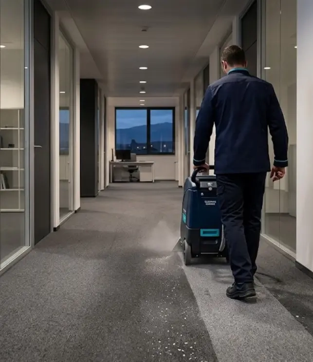 Nettoyage de moquette de bureaux en soirée à Saint-Julien-en-Genevois